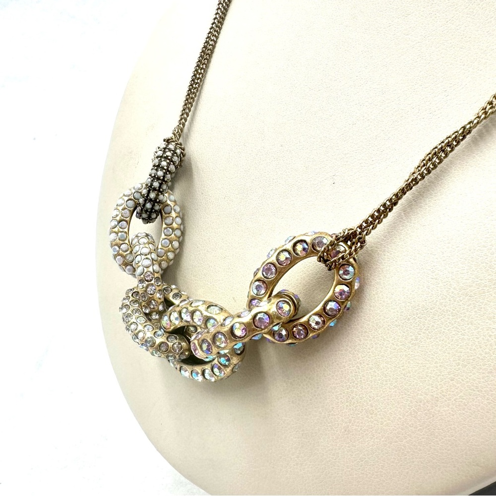 J. CREW PAVE CRYSTAL Aurora Borealis DOUBLE STRAND NECKLACE - Picture 5 of 8